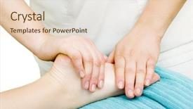  Presentation with foot massage - PPT theme having free sports - foot massage detail image background and a lemonade colored foreground