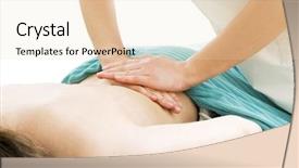  Presentation with spa - Cool new presentation with pretty brunette dressed as angel bent at waist backdrop and a light gray colored foreground