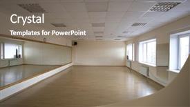  Presentation with fitness - PPT theme featuring free sports coach - empty fitness hall background and a  colored foreground