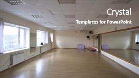  Presentation with statuary hall - Amazing PPT layouts having free sports coach - empty fitness hall backdrop and a  colored foreground