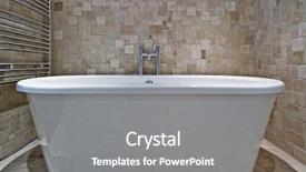  Presentation with ceramic - PPT theme consisting of young business woman presenting something background and a sky blue colored foreground