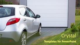  Presentation with garage car - PPT theme with free-standing-garage background and a tawny brown colored foreground