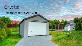  Presentation with free - Presentation design with free-standing-garage background and a light blue colored foreground