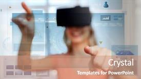  Presentation with augmented reality - Presentation theme featuring free statistics analysis - technology augmented reality entertainment background and a coral colored foreground