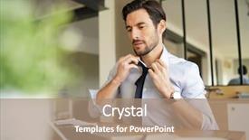  Presentation with tie dye colourful pattern - Theme consisting of free stress management - relaxed attractive businessman undoing tie background and a coral colored foreground