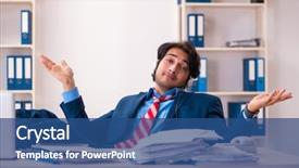  Presentation with office - Presentation consisting of free stress management - young handsome businessman sitting background and a  colored foreground