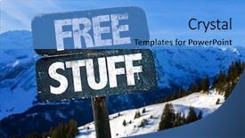  Presentation with free - PPT layouts featuring free stuff sign with sky background and a teal colored foreground