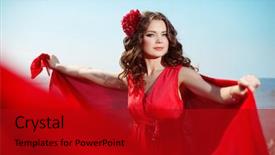  Presentation with bright - PPT theme enhanced with free sunset beach - beautiful woman in a bright background and a  colored foreground