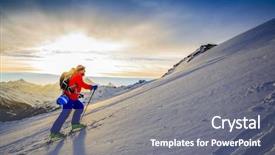  Presentation with touring - Beautiful presentation theme featuring free switzerland - ski touring man reaching backdrop and a gray colored foreground