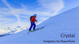  Presentation with touring - Cool new presentation with free switzerland - ski touring man reaching backdrop and a light blue colored foreground