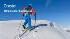  Presentation with touring - Slides consisting of free switzerland - ski touring man reaching background and a ocean colored foreground
