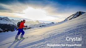  Presentation with touring - Amazing slides having free switzerland - ski touring man reaching backdrop and a  colored foreground