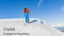  Presentation with touring - PPT theme having free switzerland - ski touring man reaching background and a  colored foreground