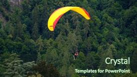  Presentation with wood - Audience pleasing presentation design consisting of free switzerland - tandem paragliders flying backdrop and a tawny brown colored foreground