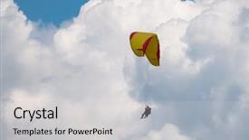  Presentation with sky - Presentation theme featuring free switzerland - tandem paragliders flying background and a light gray colored foreground