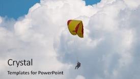  Presentation with sky - Presentation consisting of free switzerland - tandem paragliders flying background and a light gray colored foreground