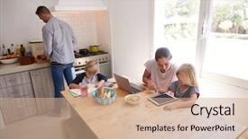  Presentation with cooking kids - Beautiful presentation featuring free tablet - dad cooking and mum backdrop and a coral colored foreground
