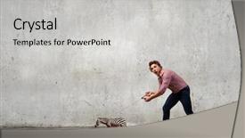  Presentation with lead - Slide deck enhanced with free tame - young man in casual holding background and a  colored foreground