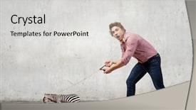  Presentation with lead - PPT layouts with free tame - young man in casual holding background and a  colored foreground