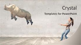  Presentation with woman tied rope sexual - Colorful presentation theme enhanced with free tame - young woman holding flying rhino backdrop and a  colored foreground