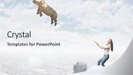  Presentation with woman tied rope sexual - Cool new PPT theme with free tame - young woman holding flying rhino backdrop and a  colored foreground