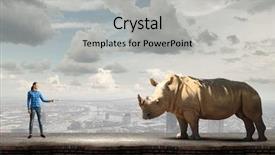  Presentation with lead - Slide deck featuring free tame - young woman in casual holding background and a  colored foreground