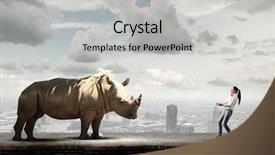  Presentation with lead - Colorful presentation theme enhanced with free tame - young woman in casual holding backdrop and a light gray colored foreground