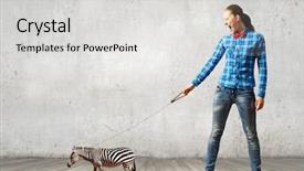  Presentation with lead - Presentation theme having free tame - young woman in casual holding background and a  colored foreground