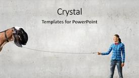  Presentation with lama - Cool new presentation theme with free tame - young woman in casual holding backdrop and a  colored foreground