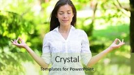  Presentation with free nature - Audience pleasing PPT theme consisting of free teachers - beautiful young woman meditating backdrop and a yellow colored foreground