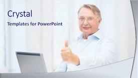  Presentation with old man - Amazing slide set having half of homemade bread with backdrop and a violet colored foreground