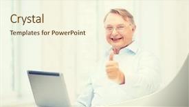  Presentation with old man - Colorful presentation theme enhanced with free teachers - technology oldness and lifestyle concept backdrop and a cream colored foreground