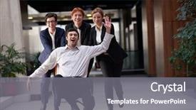  Presentation with office chair - PPT layouts having team building free - business people group at modern background and a  colored foreground