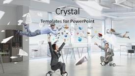  Presentation with office life - Beautiful presentation theme featuring team building free - crazy office life backdrop and a light gray colored foreground