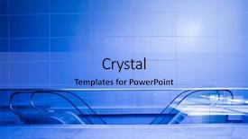  Presentation with blue - Colorful theme enhanced with free technicial - blue escalators in corridor backdrop and a light blue colored foreground