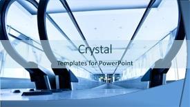  Presentation with empty stage blue curtain - Presentation theme having free technicial - empty blue escalator view background and a  colored foreground