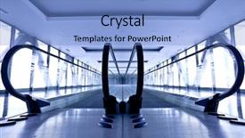  Presentation with empty stage blue curtain - Audience pleasing presentation design consisting of free technicial - empty gray escalator view backdrop and a light blue colored foreground