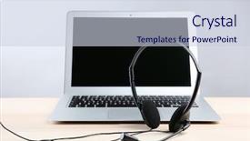  Presentation with tablets wood table tablet white - Cool new presentation with free technicial - laptop with headset on white backdrop and a lemonade colored foreground