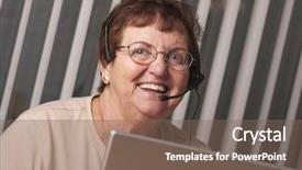  Presentation with telephone pole - Beautiful slides featuring free technicial - smiling senior adult woman backdrop and a violet colored foreground