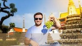  Presentation with festival china town - Slides enhanced with free tempeltes - man having picnic background and a  colored foreground