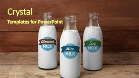  Presentation with almond milk - Audience pleasing PPT theme consisting of free templates - bottles of rice almond backdrop and a tawny brown colored foreground