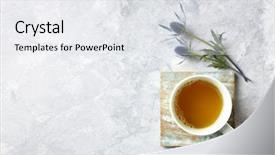  Presentation with tea cup - PPT theme consisting of free templates - cup of tea and sea background and a white colored foreground