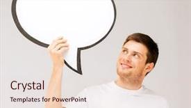  Presentation with bubble - Cool new slides with free templates - picture of smiling young man backdrop and a lemonade colored foreground