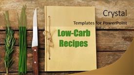  Presentation with recipe book - Theme with free templates - text low-carb recipes in recipe background and a yellow colored foreground