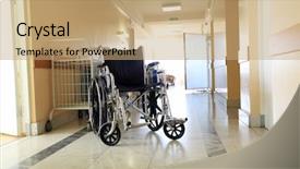  Presentation with wheel - Slide set having free themes - medical theme a wheel chair background and a coral colored foreground