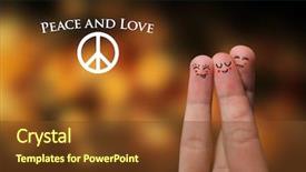  Presentation with peace love - PPT layouts featuring free themes - painted finger smiley peace background and a tawny brown colored foreground