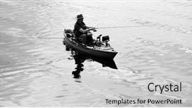  Presentation with outdoor activities - PPT theme featuring free themes - silhouette of a fisherman background and a light gray colored foreground