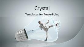  Presentation with light bulb or lightbulb - Presentation theme with free think big - businessman inside light bulb braking background and a light gray colored foreground