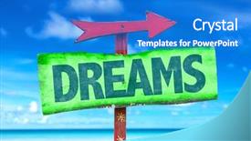 Presentation with strengthen the link in a million dreams - Presentation theme consisting of free think big - dreams sign with beach background background and a cobalt blue colored foreground