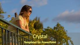  Presentation with sunset - Slide deck featuring free thoughts - beautiful casual woman enjoying background and a  colored foreground